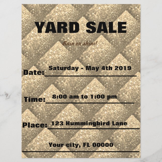 Golden Sparkle Yard Vente / Faire-part d'événement (Devant)