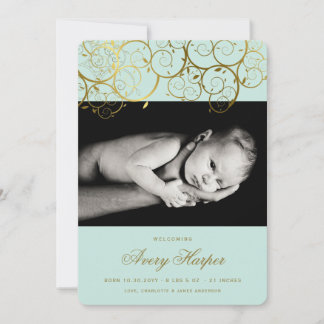 Golden Spirals Baby Boy Photo Faire-part de naissa