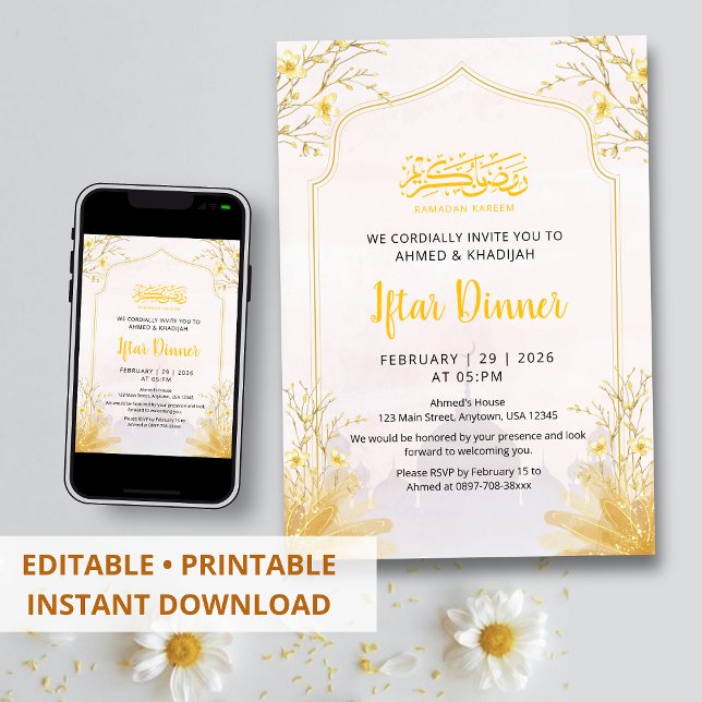 Golden Spring Branch Iftar Dinner Invitation (Créateur téléchargé)