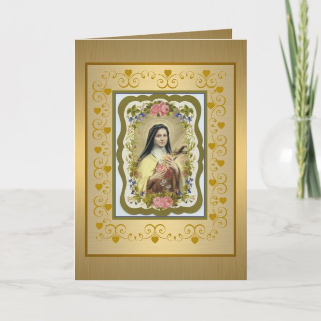 Golden St. Therese la petite carte de voeux Flower (Devant)