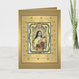 Golden St. Therese la petite carte de voeux Flower