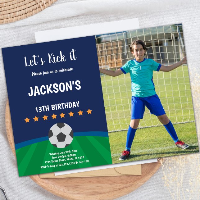 Golden Stars Ball Soccer Invitations Anniversaire (Golden Stars Ball Soccer Birthday Invitations pho)