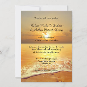 Golden Sunset Beach Wedding Invitation