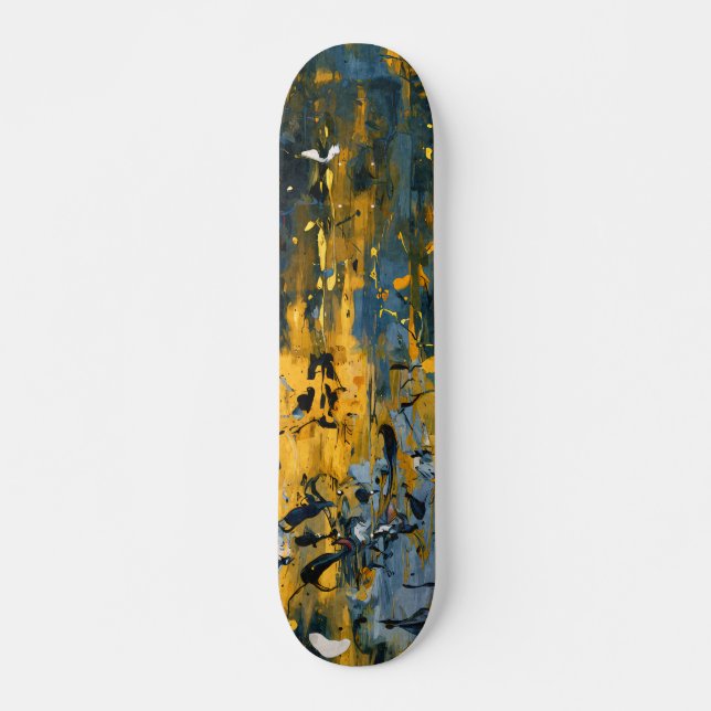 Golden Teal Grunge Streak Skateboard (Devant)