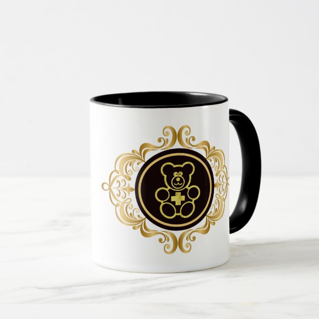 Golden Teddy Bear Doctor Personnaliser Nom Mug (Devant droit)