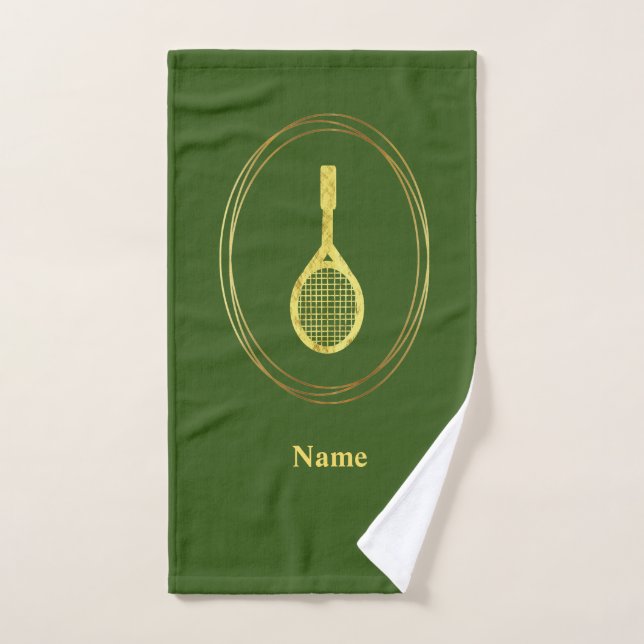 Golden Tennis Racket Silhouette Serviette à main (Serviette à main)