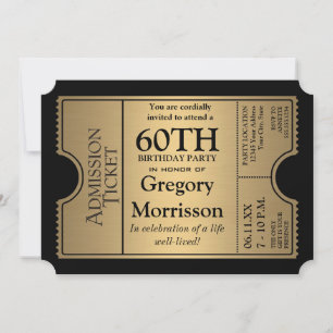 Golden Ticket Style 60e anniversaire Invitation de