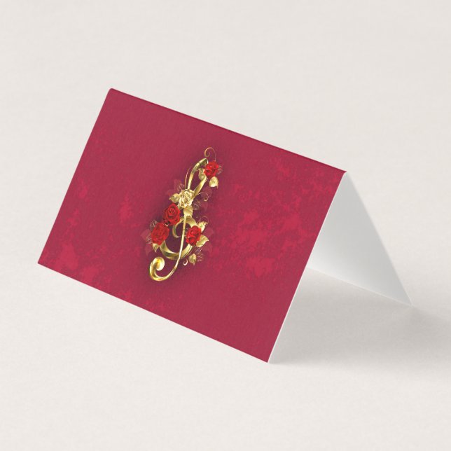 Golden Treble Clef avec fleurs Roses (Front)