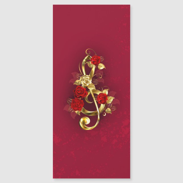 Golden Treble Clef avec fleurs Roses (Devant)