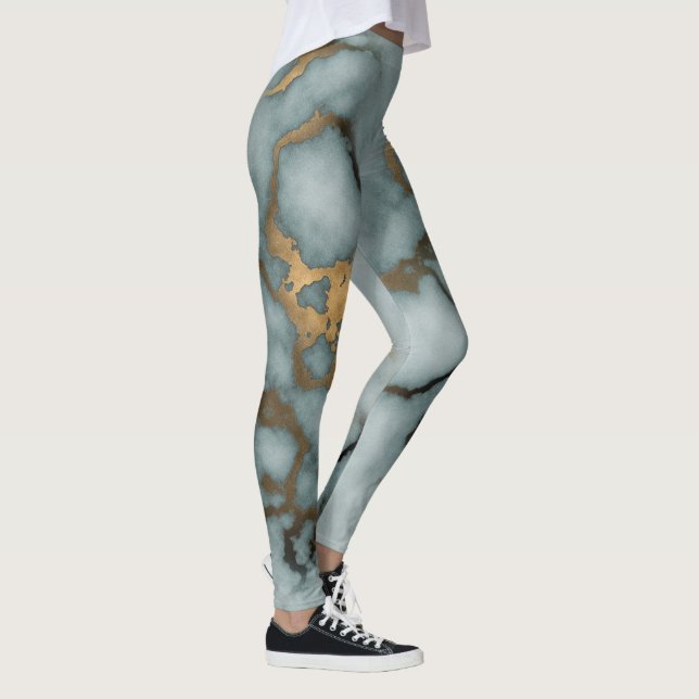 Golden Vein Marble  Ocean Mist Leggings (Droite)