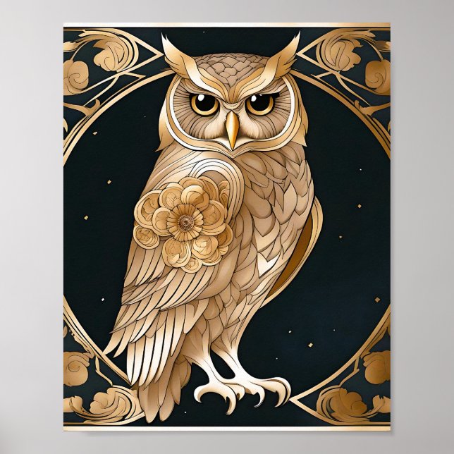 Golden Vintage Owl Art Déco (Devant)