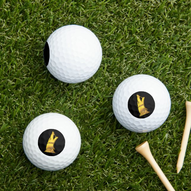 Golden Wolf Head balle de golf à valeur noire 3 pk (Herbe in situ)