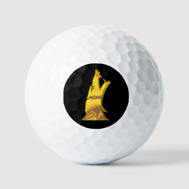 Golden Wolf Head balles de golf à valeur noire 12  (Recto)
