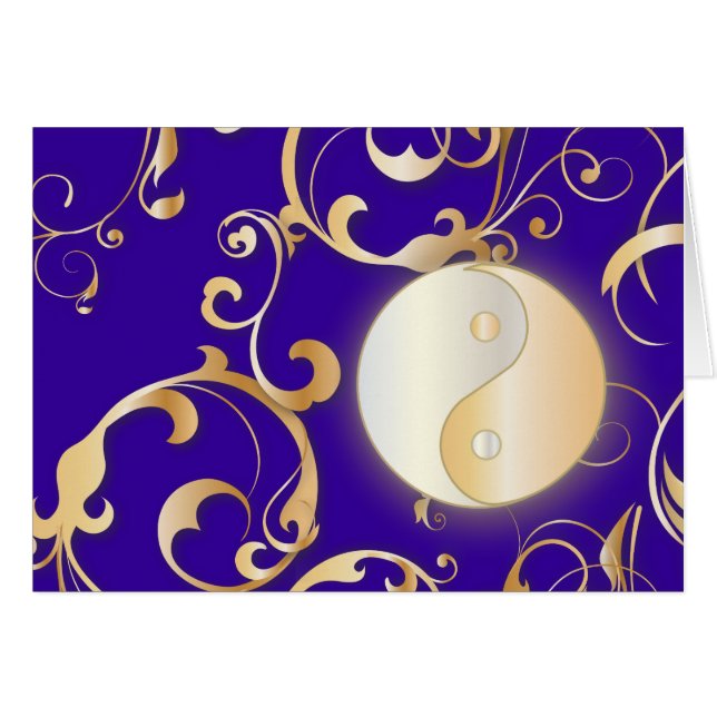 Golden Yin & Yang avec des parchemins (Devant horizontal)