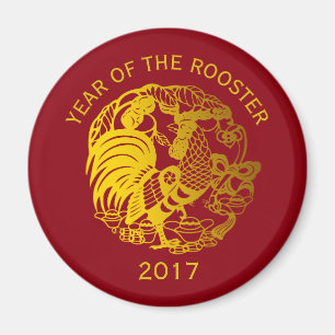 Golden Zodiac 2017 Rooster Année sur aimant