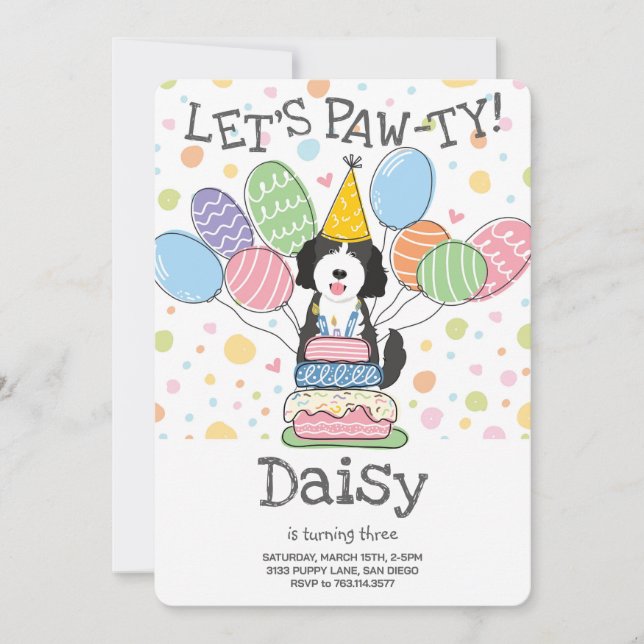 Goldendoodle Chien Anniversaire Fête Invitation (Devant)