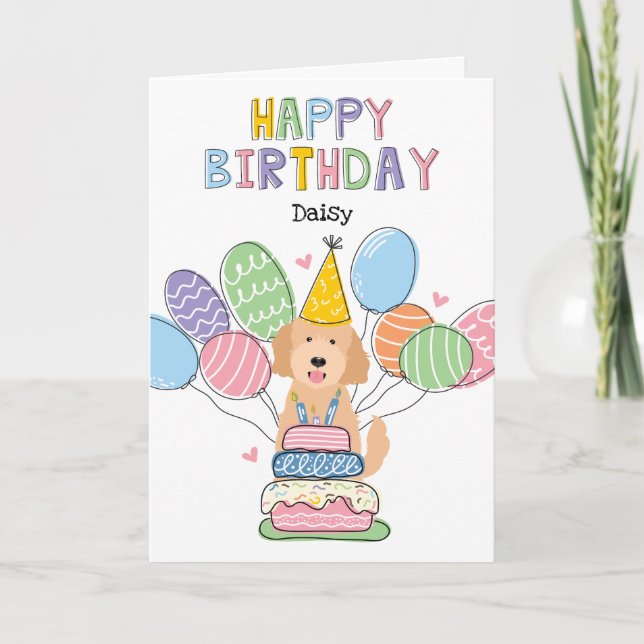Goldendoodle Chien Bonne Carte d'Anniversaire (Devant)