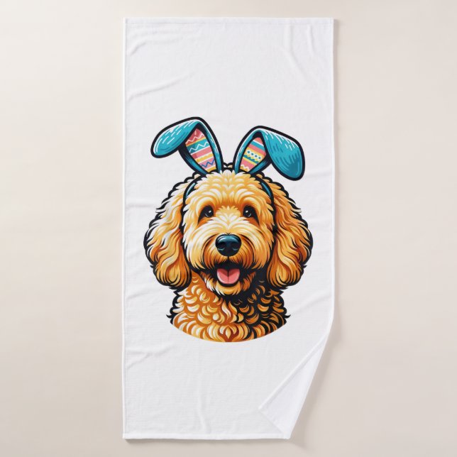 Goldendoodle de Pâques Chien portant des oreilles  (Serviette de bain)