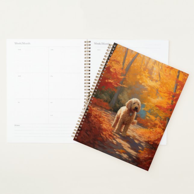 Goldendoodle en automne Leaves Fall Inspire (Devant avec enveloppe)