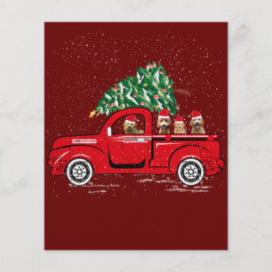 Goldendoodle Riding Camion Rouge Père Noël Christm