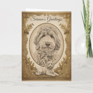 • Goldendoodles élégants vintage Carte de vœux de