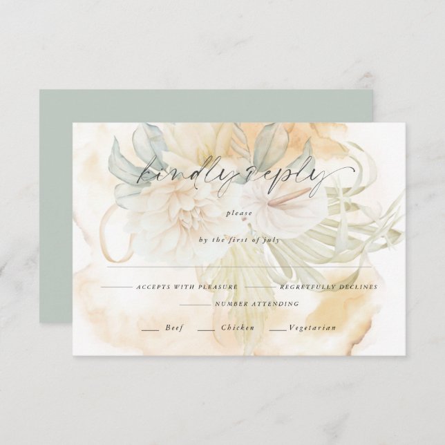 Goldenrod Jaune Floral Choix de repas RSVP (Devant / Derrière)