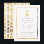 GoldenTropical Ananas Gold Wedding Invitations<br><div class="desc">Tropical Pineapple Gold Wedding Invitations avec un front d'ananas doré et centre avec un motif frappant d'ananas sur le dos.</div>