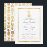 GoldenTropical Ananas Gold Wedding Invitations<br><div class="desc">Tropical Pineapple Gold Wedding Invitations avec un front d'ananas doré et centre avec un motif frappant d'ananas sur le dos.</div>