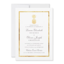 GoldenTropical Ananas Gold Wedding Invitations