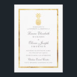 GoldenTropical Ananas Gold Wedding Invitations<br><div class="desc">Tropical Pineapple Gold Wedding Invitations avec un front d'ananas doré et centre avec un motif frappant d'ananas sur le dos avec barre d'accent pour le site mariage url.</div>