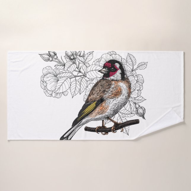 Goldfinch et rose (Serviette de bain)