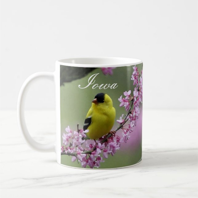 Goldfinch sur Redbud Branch, Iowa State Bird Mug (Gauche)