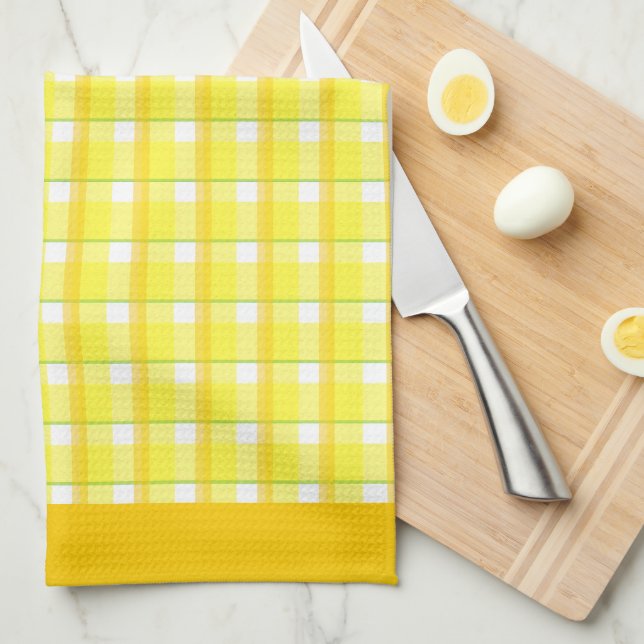 Golds et Plaid jaune Orange Bordure serviette de c (Quart Plié)