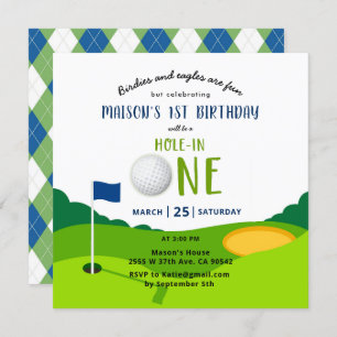 Golf 1er Anniversaire Trou En Une Seule Invitation