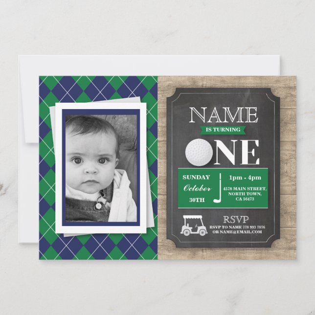 Golf 1er First One 1Anniversaire Invitation photo (Devant)