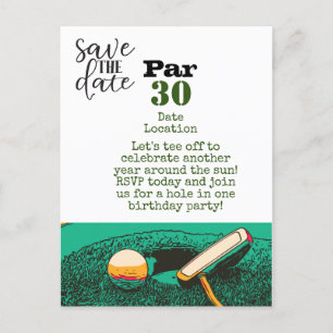 Golf 30e fête d'anniversaire enregistrer la carte