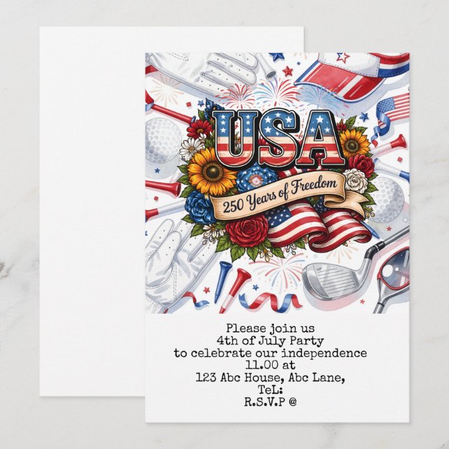 Golf 4 juillet 250 Ans Indépendance Carte Postale (Devant / Derrière)