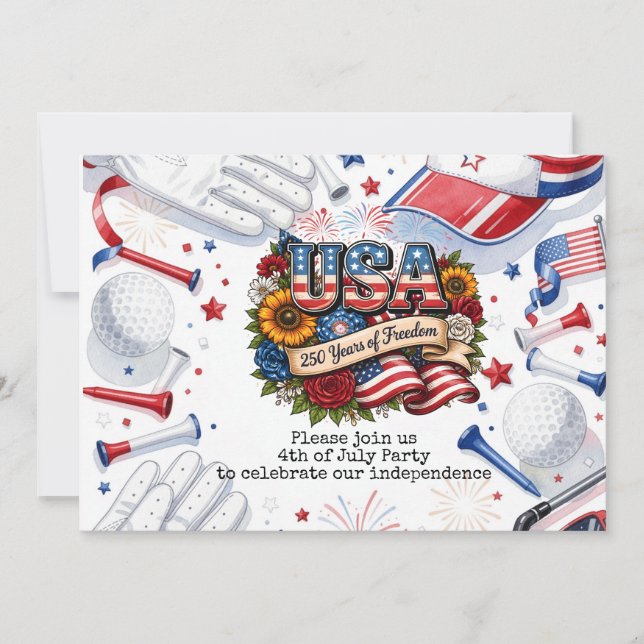 Golf 4 juillet 250 Ans Indépendance Carte Postale (Devant)