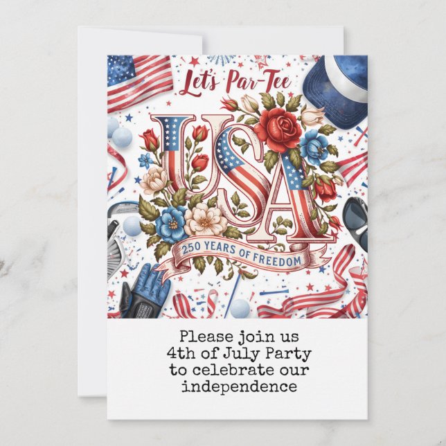 Golf 4 juillet 250 Ans Indépendance Carte Postale (Devant)