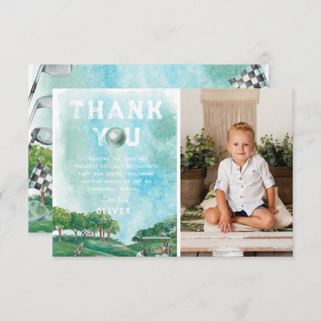 Golf Anniversaire | Merci photo (Devant / Derrière)