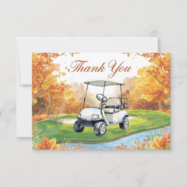 Golf Automne Salutation carte de remerciements pou (Devant)