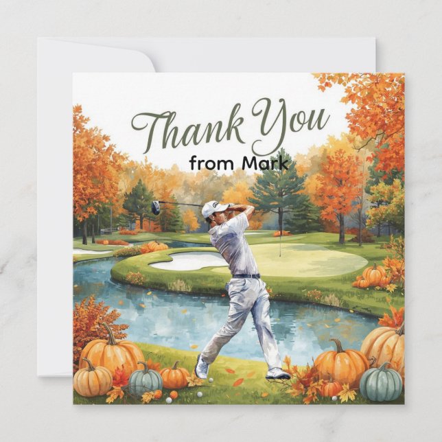 Golf Automne Salutation carte de remerciements pou (Devant)