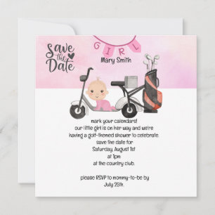 Golf Baby Girl Baby shower sur rose enregistrer la
