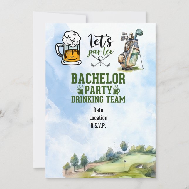 Golf bachelor Invitation de la fête enregistrer da (Devant)