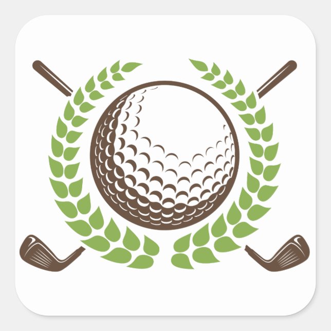 Golf Ball et Golf Clubs avec Sticker Wreath (Devant)