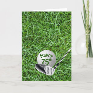 Golf Ball In Grass Carte d'anniversaire 75e