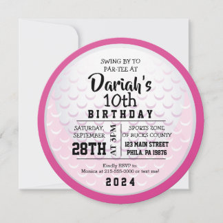 GOLF BALL ROND ROUND ANNIVERSAIRE Fête Invitation