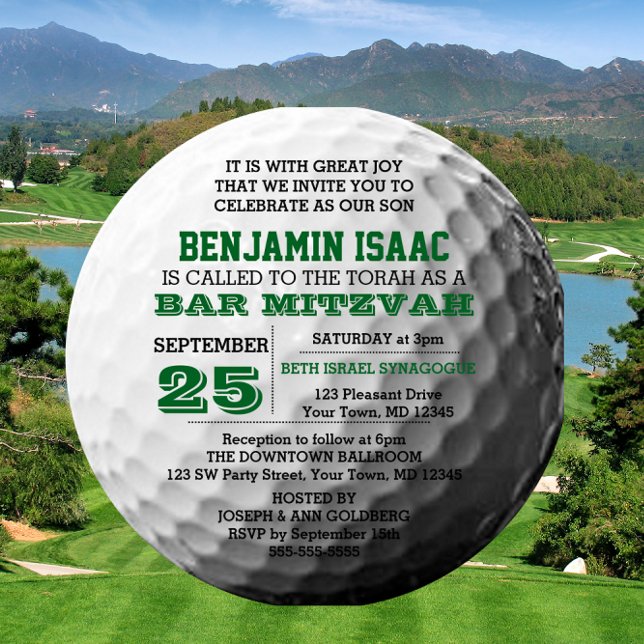 Golf Ball Round Bar Mitzvah Invitation (Créateur téléchargé)