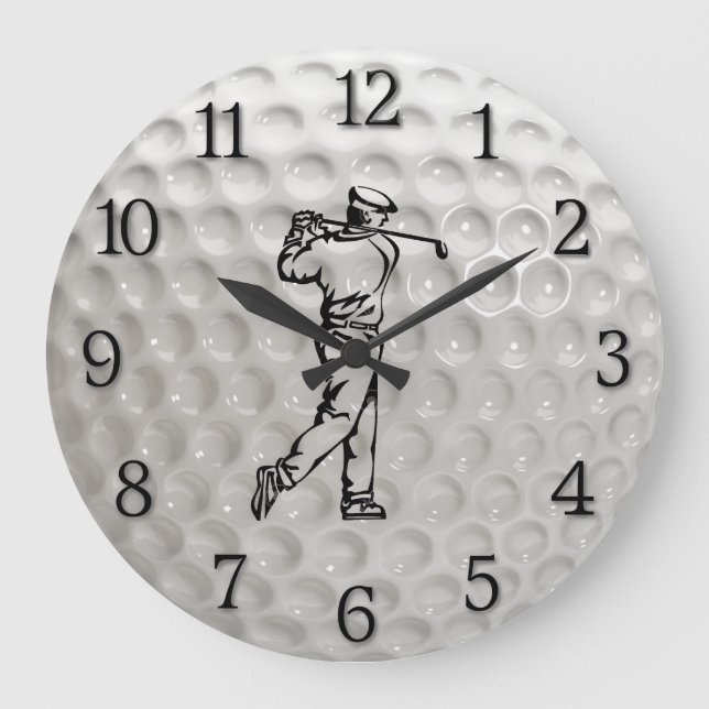 Golf Ball Wall Horloge avec des nombres et Golfer (Recto)