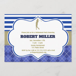 Golf Blue Gold Retraite Adulte Invitation